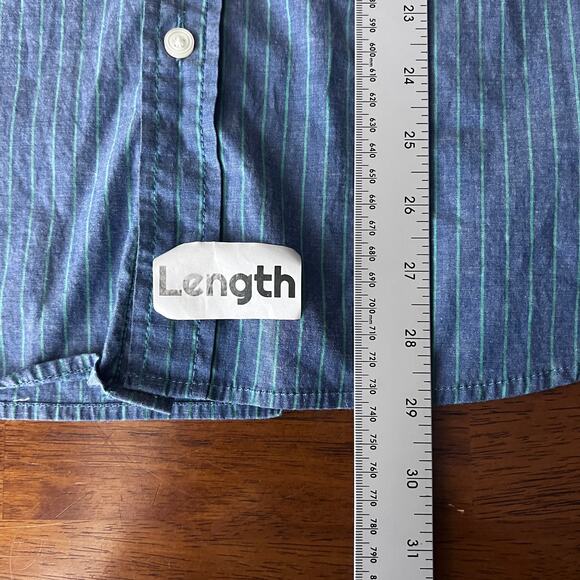 Chubbies‎ Men’s L Blue Green Striped Long Sleeve Button Down Shirt Casual Preppy - Picture 8 of 9